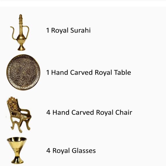 Miniature Brass Unique Design Dining Table Chair Maharaja Set. - Picture 11 of 11